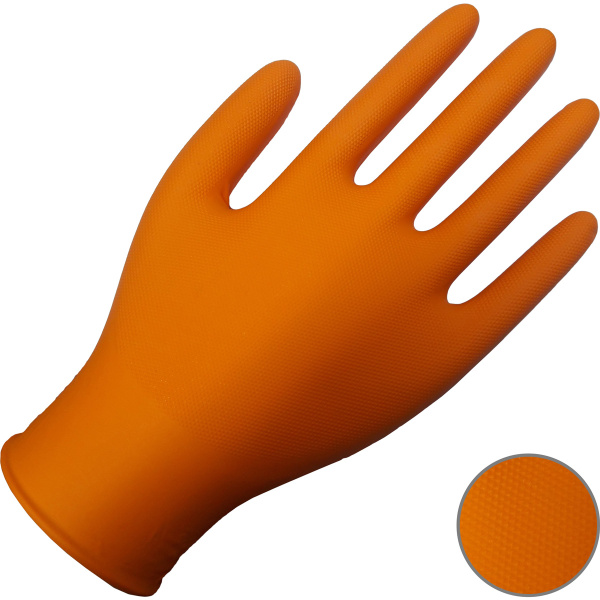 Guantes de nitrilo naranja MAX GRIP talla XL caja 50 Uds